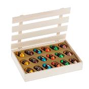 COFFRET EN BOIS de 18 chocolats au liqueur pure